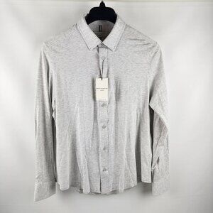 Report Collection Men Large Gray Lux Knit 4-Way Stretch L/S Button Up NWT